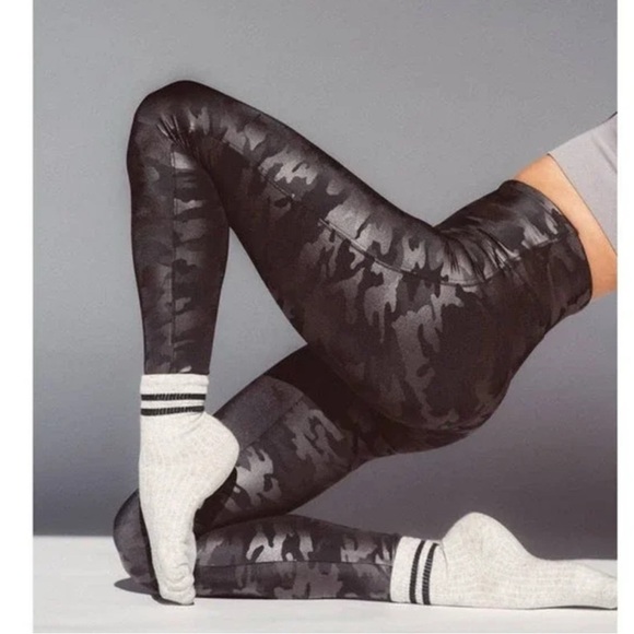 Spanx Faux Leather Camo Camouflage Leggings Tights in Matte